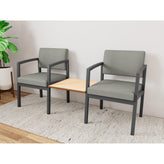 Lenox Steel Waiting Reception 2 Chairs Metal Frame with Connecting Center Table