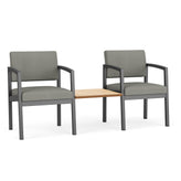 Lenox Steel Waiting Reception 2 Chairs Metal Frame with Connecting Center Table