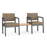 Lenox Steel Waiting Reception 2 Chairs Metal Frame with Connecting Center Table