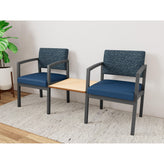 Lenox Steel Waiting Reception 2 Chairs Metal Frame with Connecting Center Table