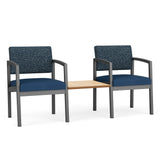Lenox Steel Waiting Reception 2 Chairs Metal Frame with Connecting Center Table
