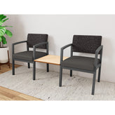 Lenox Steel Waiting Reception 2 Chairs Metal Frame with Connecting Center Table