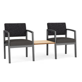 Lenox Steel Waiting Reception 2 Chairs Metal Frame with Connecting Center Table