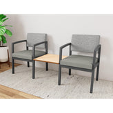 Lenox Steel Waiting Reception 2 Chairs Metal Frame with Connecting Center Table