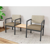 Lenox Steel Waiting Reception 2 Chairs Metal Frame with Connecting Center Table