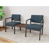 Lenox Steel Waiting Reception 2 Chairs Metal Frame with Connecting Center Table