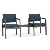 Lenox Steel Waiting Reception 2 Chairs Metal Frame with Connecting Center Table