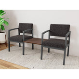 Lenox Steel Waiting Reception 2 Chairs Metal Frame with Connecting Center Table