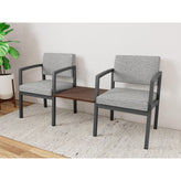 Lenox Steel Waiting Reception 2 Chairs Metal Frame with Connecting Center Table