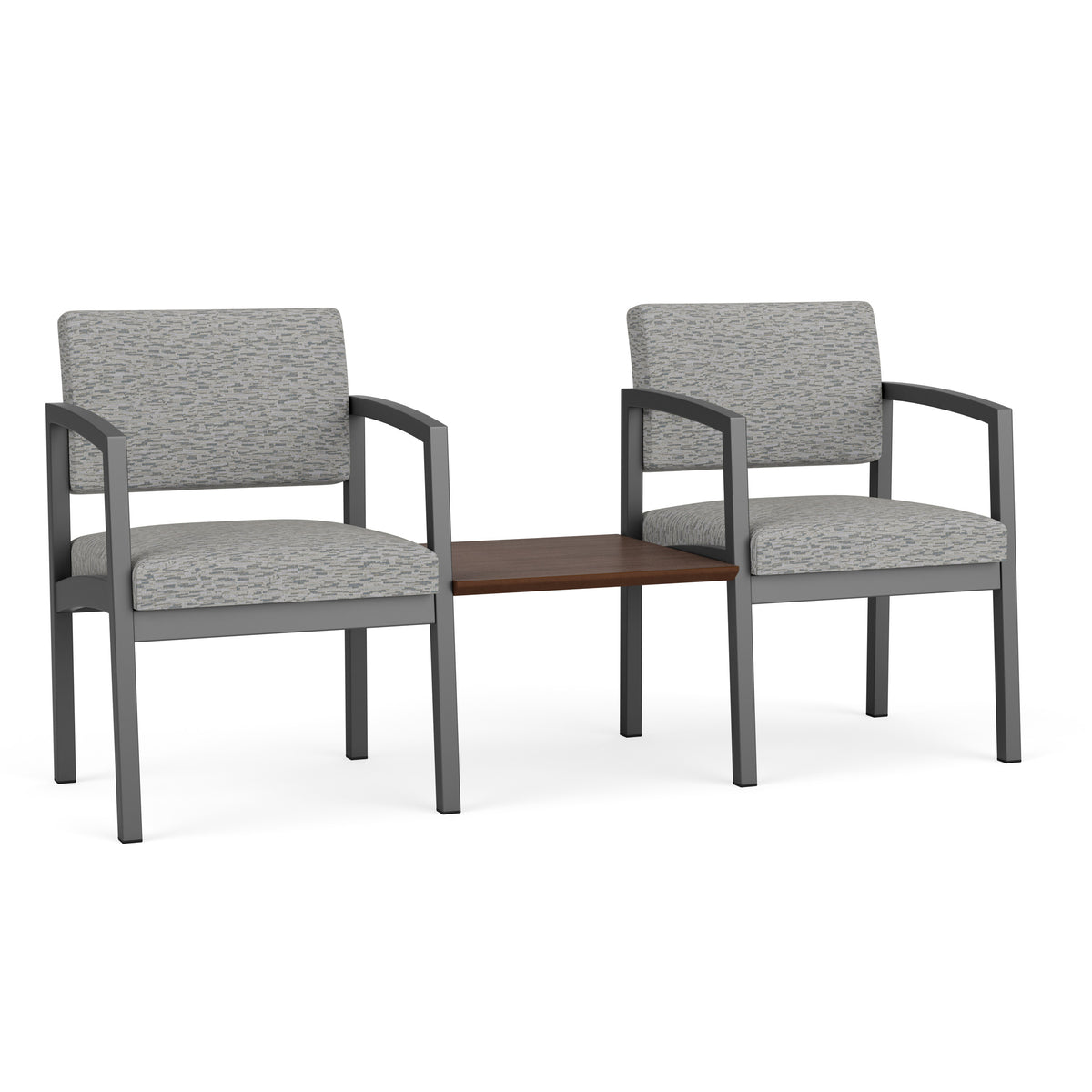 Lenox Steel Waiting Reception 2 Chairs Metal Frame with Connecting Center Table