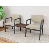 Lenox Steel Waiting Reception 2 Chairs Metal Frame with Connecting Center Table