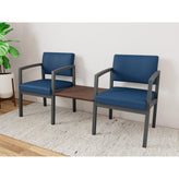 Lenox Steel Waiting Reception 2 Chairs Metal Frame with Connecting Center Table