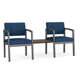 Lenox Steel Waiting Reception 2 Chairs Metal Frame with Connecting Center Table