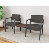 Lenox Steel Waiting Reception 2 Chairs Metal Frame with Connecting Center Table