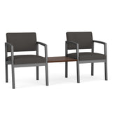 Lenox Steel Waiting Reception 2 Chairs Metal Frame with Connecting Center Table