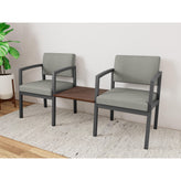 Lenox Steel Waiting Reception 2 Chairs Metal Frame with Connecting Center Table