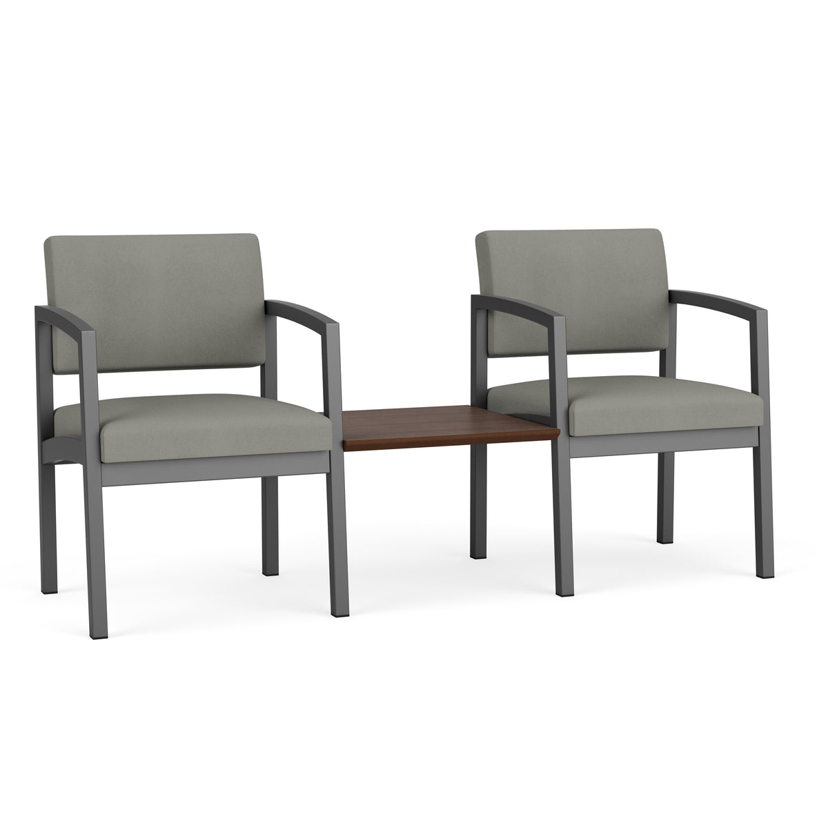 Lenox Steel Waiting Reception 2 Chairs Metal Frame with Connecting Center Table