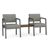Lenox Steel Waiting Reception 2 Chairs Metal Frame with Connecting Center Table