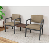 Lenox Steel Waiting Reception 2 Chairs Metal Frame with Connecting Center Table