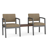 Lenox Steel Waiting Reception 2 Chairs Metal Frame with Connecting Center Table