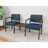 Lenox Steel Waiting Reception 2 Chairs Metal Frame with Connecting Center Table