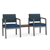 Lenox Steel Waiting Reception 2 Chairs Metal Frame with Connecting Center Table