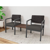 Lenox Steel Waiting Reception 2 Chairs Metal Frame with Connecting Center Table