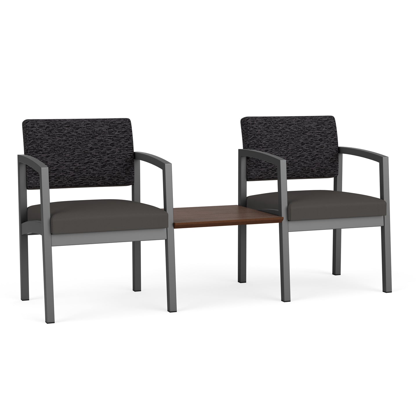 Lenox Steel Waiting Reception 2 Chairs Metal Frame with Connecting Center Table
