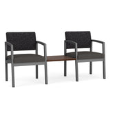 Lenox Steel Waiting Reception 2 Chairs Metal Frame with Connecting Center Table