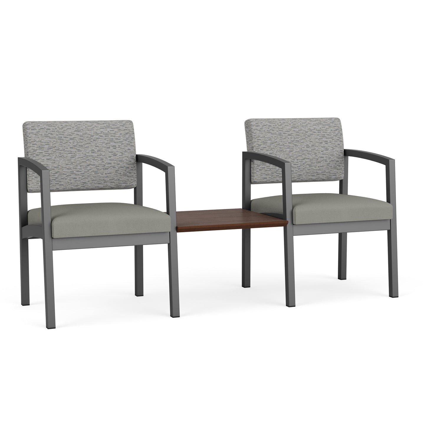 Lenox Steel Waiting Reception 2 Chairs Metal Frame with Connecting Center Table