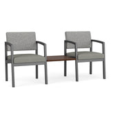 Lenox Steel Waiting Reception 2 Chairs Metal Frame with Connecting Center Table