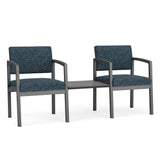 Lenox Steel Waiting Reception 2 Chairs Metal Frame with Connecting Center Table