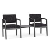 Lenox Steel Waiting Reception 2 Chairs Metal Frame with Connecting Center Table