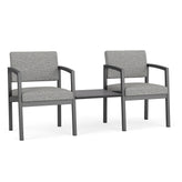 Lenox Steel Waiting Reception 2 Chairs Metal Frame with Connecting Center Table