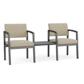 Lenox Steel Waiting Reception 2 Chairs Metal Frame with Connecting Center Table