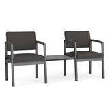 Lenox Steel Waiting Reception 2 Chairs Metal Frame with Connecting Center Table