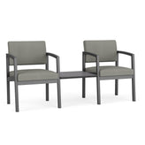 Lenox Steel Waiting Reception 2 Chairs Metal Frame with Connecting Center Table