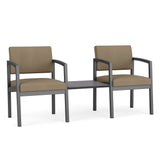 Lenox Steel Waiting Reception 2 Chairs Metal Frame with Connecting Center Table