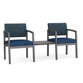 Lenox Steel Waiting Reception 2 Chairs Metal Frame with Connecting Center Table