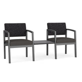 Lenox Steel Waiting Reception 2 Chairs Metal Frame with Connecting Center Table