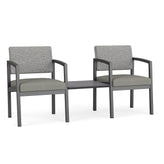 Lenox Steel Waiting Reception 2 Chairs Metal Frame with Connecting Center Table