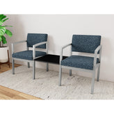 Lenox Steel Waiting Reception 2 Chairs Metal Frame with Connecting Center Table