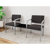 Lenox Steel Waiting Reception 2 Chairs Metal Frame with Connecting Center Table