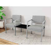 Lenox Steel Waiting Reception 2 Chairs Metal Frame with Connecting Center Table
