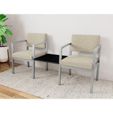 Lenox Steel Waiting Reception 2 Chairs Metal Frame with Connecting Center Table
