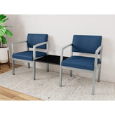 Lenox Steel Waiting Reception 2 Chairs Metal Frame with Connecting Center Table