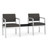 Lenox Steel Waiting Reception 2 Chairs Metal Frame with Connecting Center Table