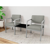 Lenox Steel Waiting Reception 2 Chairs Metal Frame with Connecting Center Table
