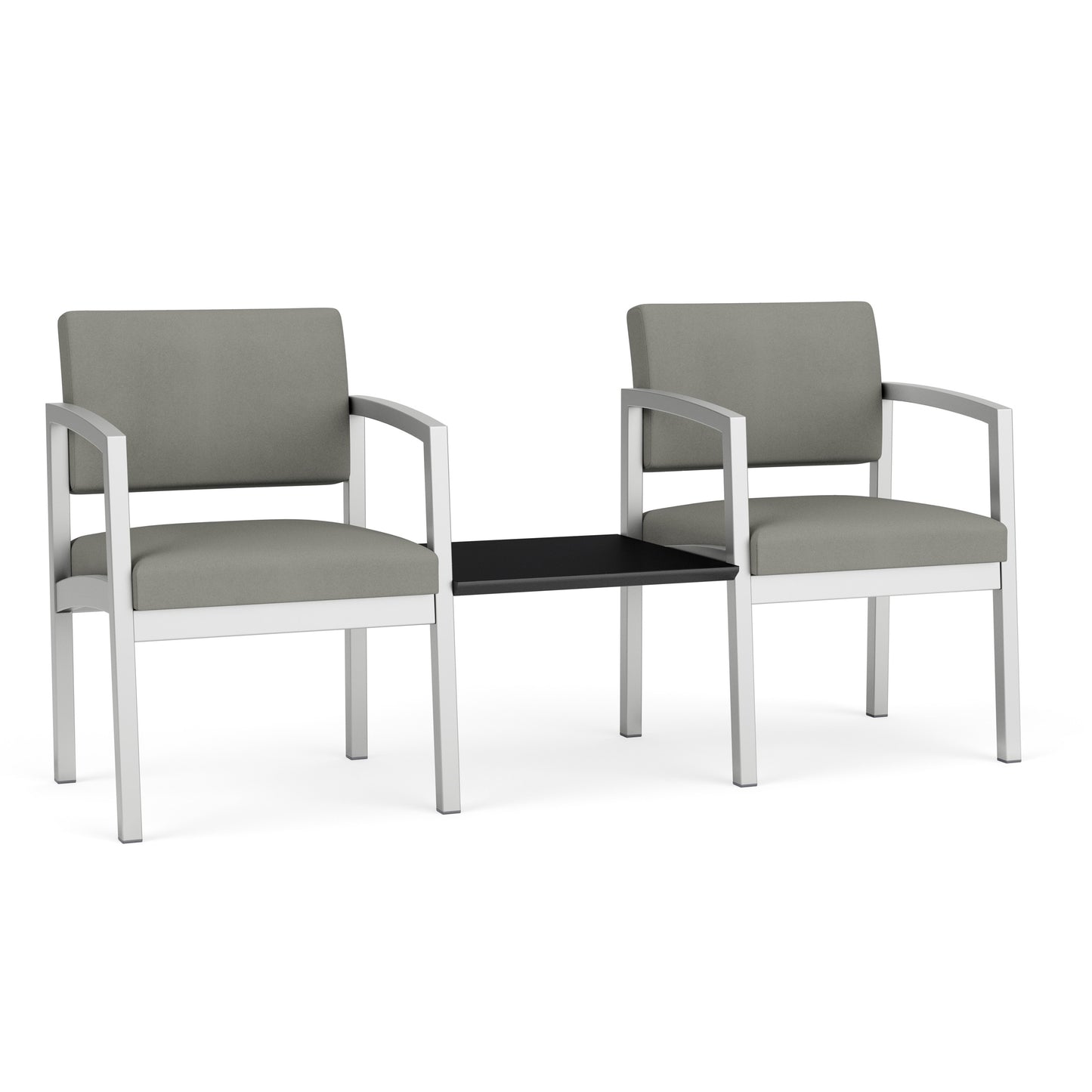 Lenox Steel Waiting Reception 2 Chairs Metal Frame with Connecting Center Table