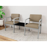 Lenox Steel Waiting Reception 2 Chairs Metal Frame with Connecting Center Table